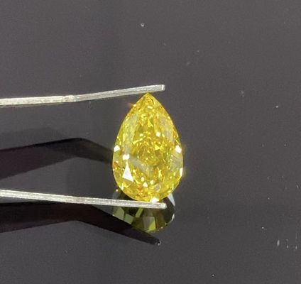 Pear Brilliant Cut HPHT CVD Lab Created Yellow Diamond 1-1.3ct