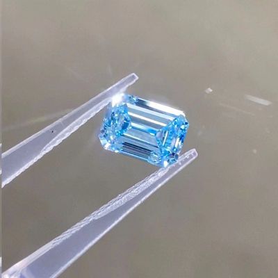 ZKZ Diamonds 10 Mohs Blue Emerald Cut Lab Grown CVD Diamond 1-1.6ct