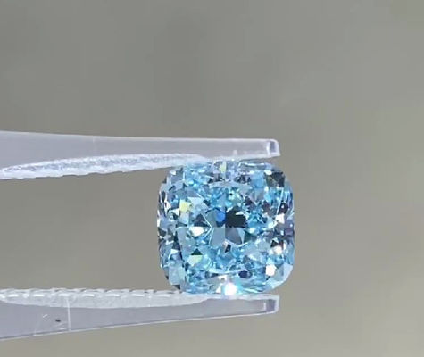 Large Size  CVD Lab Grown Blue Diamonds Fancy Vivid Synthetic 2.25 Ct Cushion Cut VS1