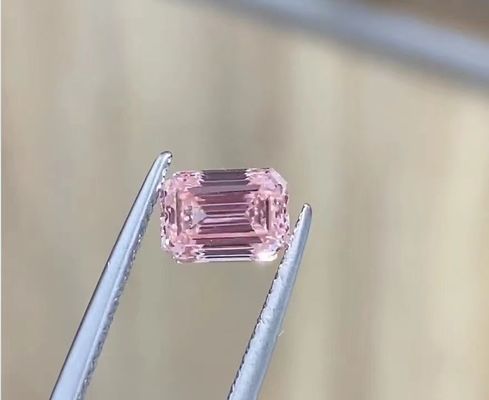 Synthetic Emerald Cut Lab Grown Pink Diamonds Jewelry Fancy Light Grade