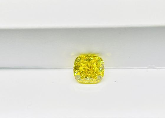 Loose HPHT Synthetic Yellow Diamond 2.88ct Cushion Modified IGI Certified VS1