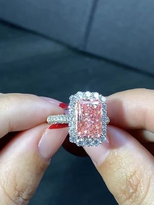 4.56ct Lab Diamond Jewelry Pink Radiant Cut Diamond Ring
