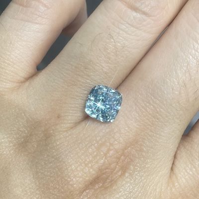 Large Size Fancy Intense Blue CVD Laboratory Diamond Cushion Shape 4.55ct