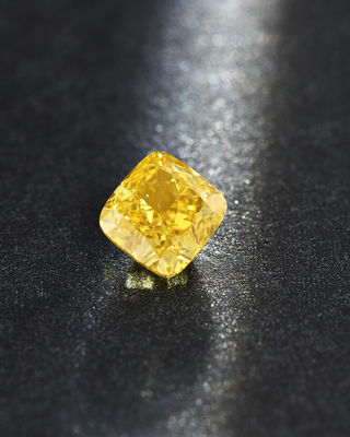 HPHT Lab Created Yellow Diamond Loose Cushion Cut 10 Mohs