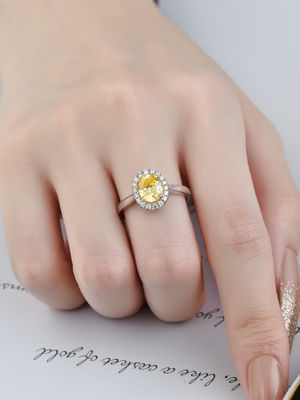 High Clarity Fancy Diamond Rings Yellow Oval Cut Lab Diamond Wedding Ring Engagement Ring