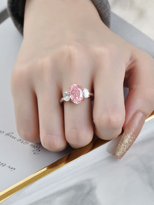 3.52ct Lab Diamond Jewelry Oval Pink Diamond Ring 10 Mohs