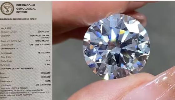 IGI Loose Lab Created Diamonds 16.63Carat VS1 Round E Color