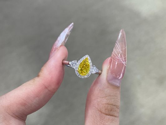 1.03ct Fancy Vivid Yellow Lab Created Diamond Ring 18k White Gold