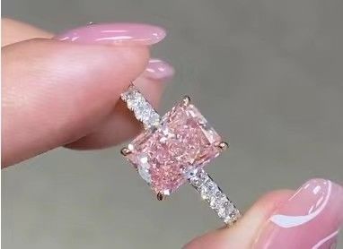 2.26ct Laboratory Grown Pink Diamond Engagement Ring 18K White Gold Bridal Ring