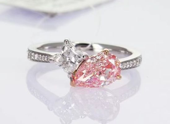 Engagement Ring Wedding Ring Diamond Ring Lab Created Colored Diamonds Pear Four-Leaf Clover cut