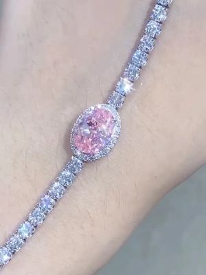 2.87ct Pink Diamond Tennis Bracelet Oval Cut Loose Synthetic Diamonds