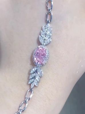 Oval Cut Synthetic Diamond Tennis Bracelet 2.72ct Pink Diamond Bracelet Oval Shape