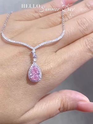 1.97ct Lab Grown Diamond Pendants Necklace Pear Cut Pink Color Customized