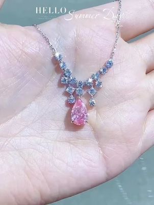 IGI Certified Lab Grown Diamond Pendants Pear Cut 2.84ct Pink Fancy Color