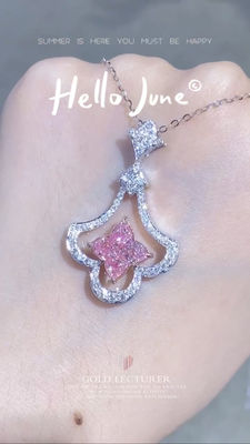 Four Leaf Clover Lily Cut Lab Grown Diamond Pendants Fancy Pink 2.93ct