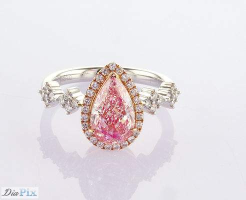 2.31ct Pear Cut Fancy Pink Lab Grown Diamond Halo Ring IGI Certified For Women Wedding