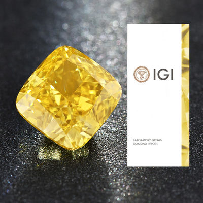 Synthetic Loose Cushion Cut Laboratory Made Yellow HPHT Diamonds 1-2ct