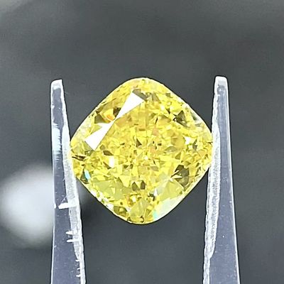0.55ct Lab Created Yellow Diamonds Square Cushion Shape Fancy Vivid Yellow IGI Certified