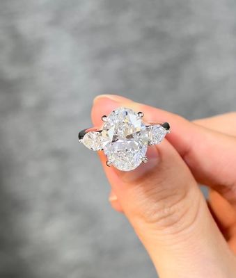 Lab Made Diamond Jewelry Three Stones Engagement Wedding Rings Cultivated Diamonds