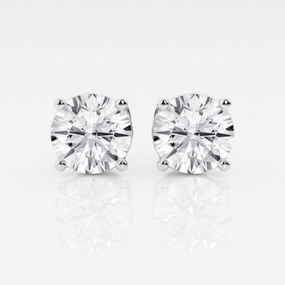 4 Claws Earrings AU750 CVD DEF VS VVS Round Lab Grown Synthetic Diamonds IGI Certified