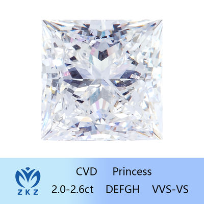 IGI Certified Princess Cut Lab Diamond As Grown CVD Synthetic Diamond 2ct-2.6ct Factory Direct Sale