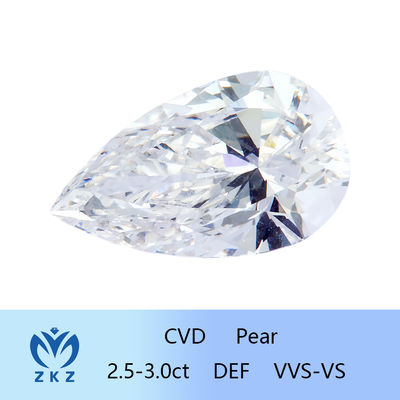 2.5ct-3ct Synthetic As Grown CVD Lab Grown Diamond Loose Pear Cut Diamond