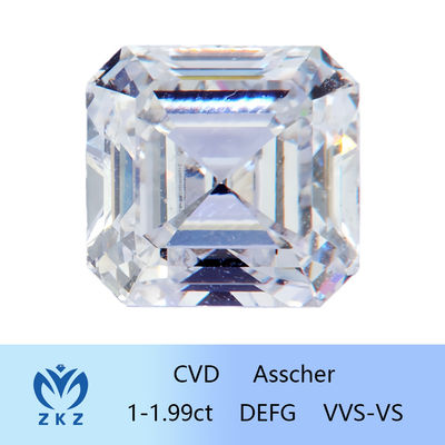 Synthetic Square Shape 1ct Range CVD Asscher Cut Lab Grown Diamond Colorless