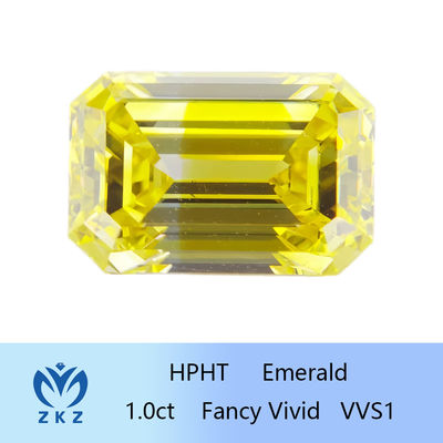 HPHT 1ct Lab Created Yellow Diamonds Emerald Cut VVS Clarity IGI Certified