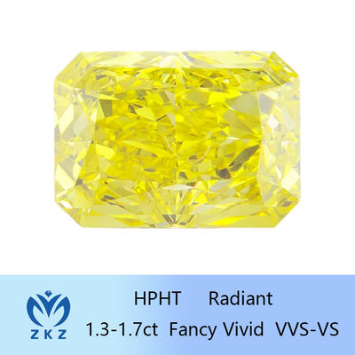 Radiant Shape HPHT Lab Grown Yellow Diamond 1.3ct-1.7ct IGI Certified