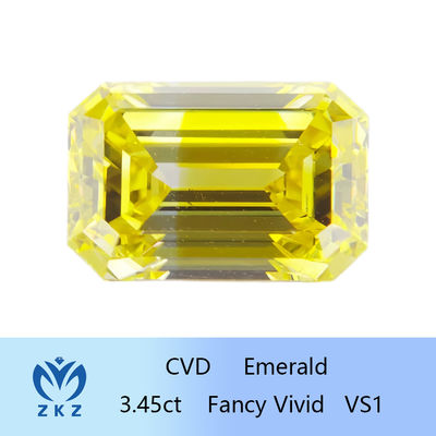 Loose HPHT Lab Created Yellow Diamond Emerald Cut IGI Certificated