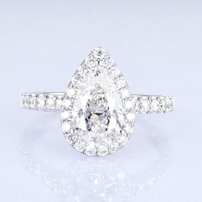 18k Pear Around Full Diamonds Women Ring White Lab Grown Diamond Ring Beautiful Design For Gifts For Party