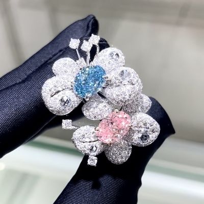 18k Oval Shape Two Colors Style Ring Lab Grown Pink Diamond Ring Luxury And Exquisite Design For Party For Banquet
