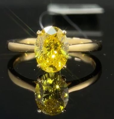 1.59ct  Lab Diamond Jewelry Oval Cut Diamond Ring Fancy Vivid Yellow Classic Style